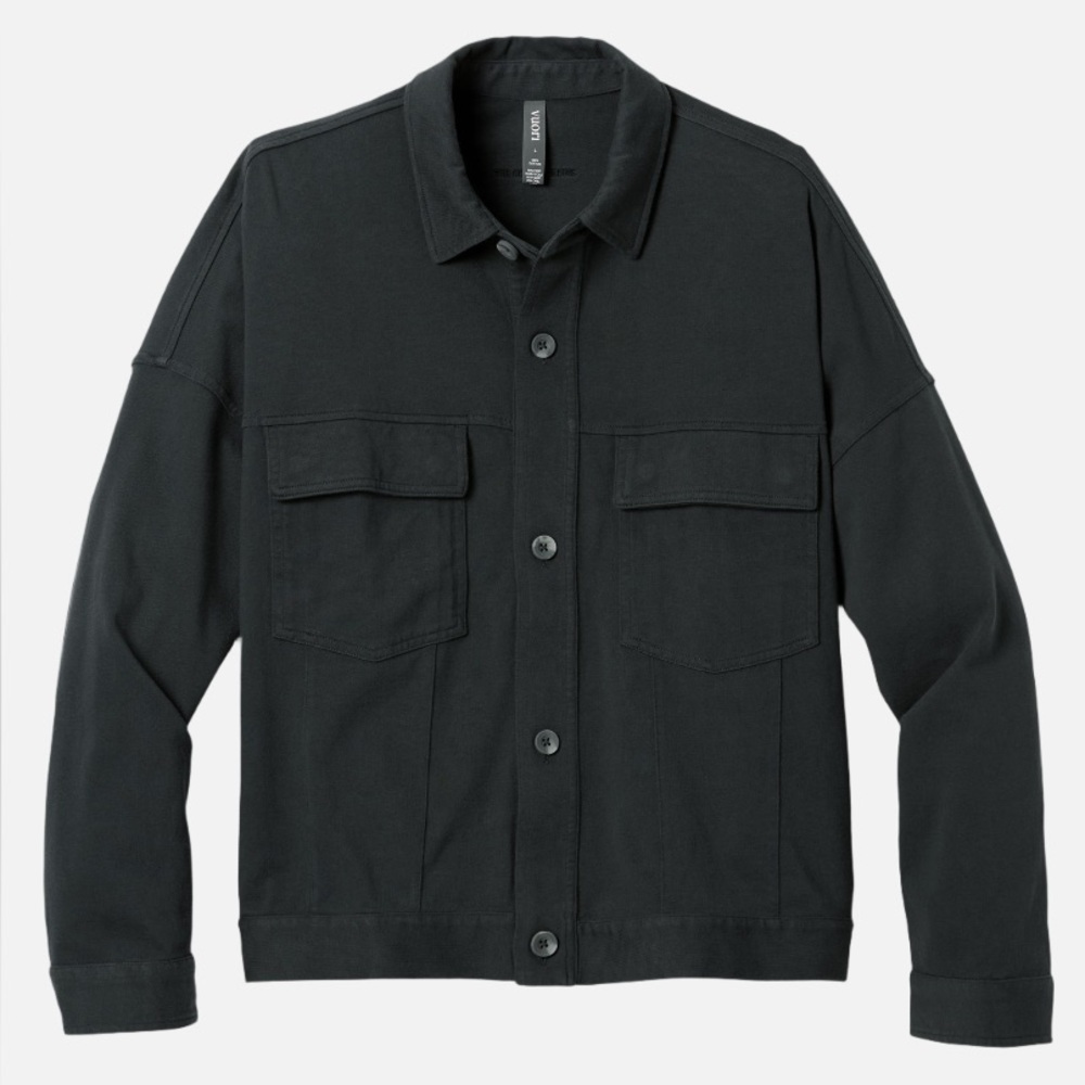 Vuori Mackenzie Jacket Medium Washed Black Cotton Shacket Chore Coat Inspo NWT - Picture 2 of 16